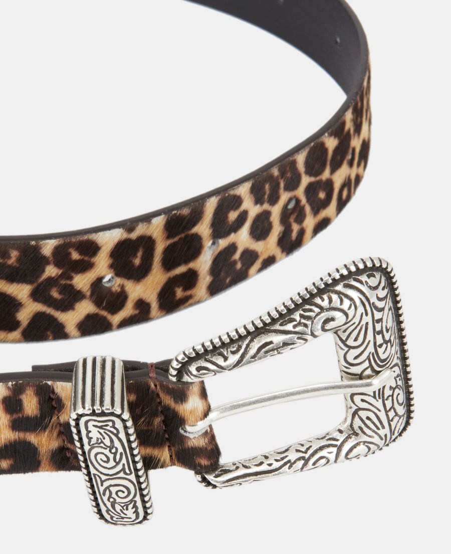 wide leopard print leather belt