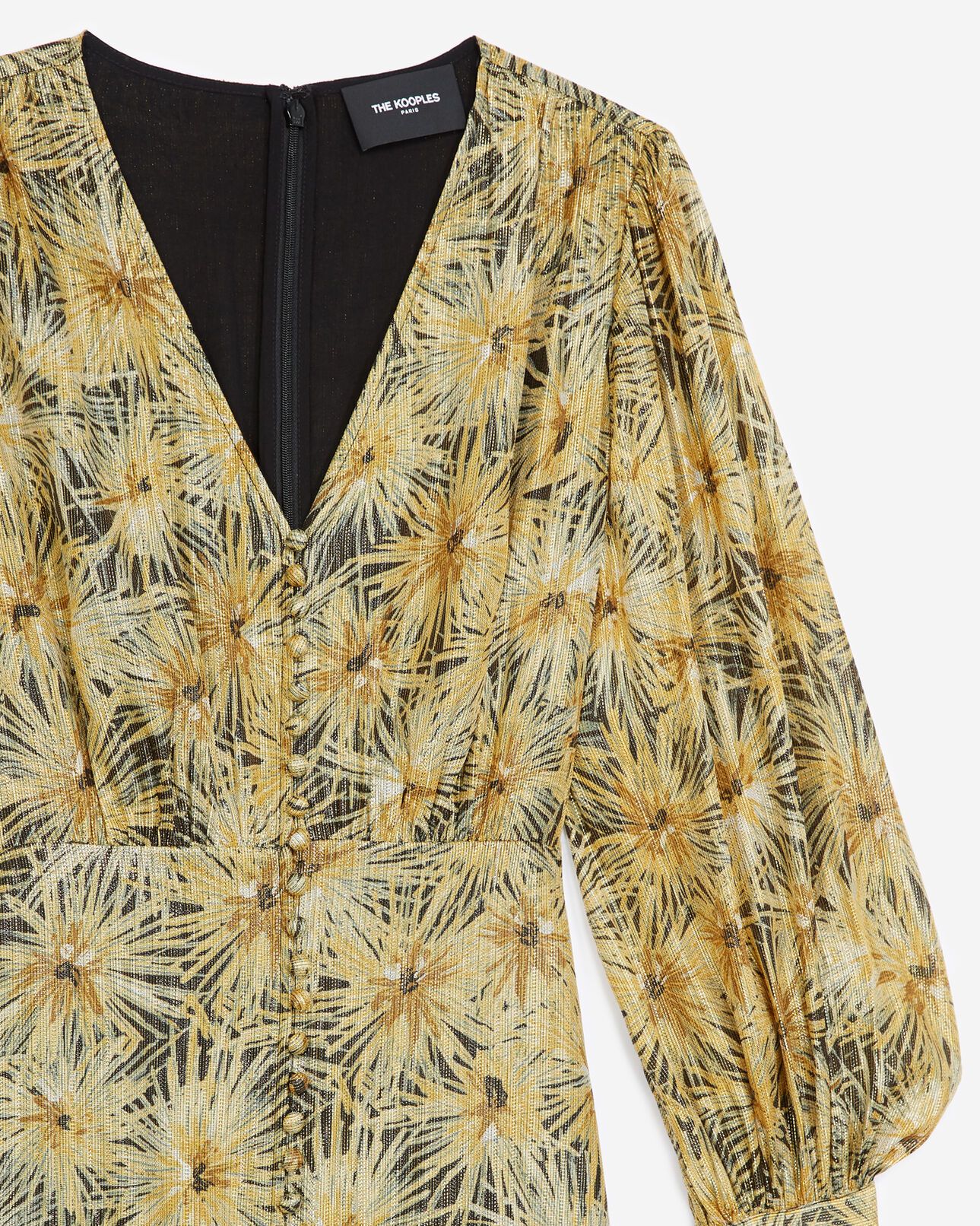 The Kooples DAMEN BLACK / GOLD kleid lang geknöpft print golden