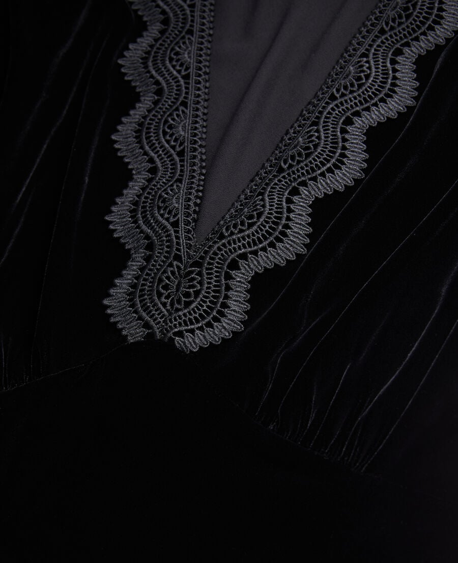 The Kooples DAMEN BLACK schwarzes, kurzes kleid aus samt