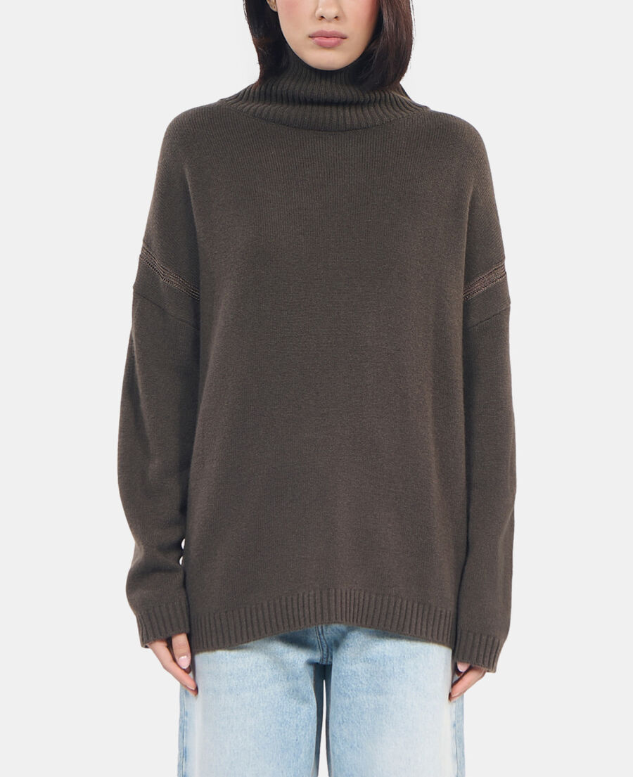 The Kooples DAMEN KAKI khakifarbener pullover aus kaschmir