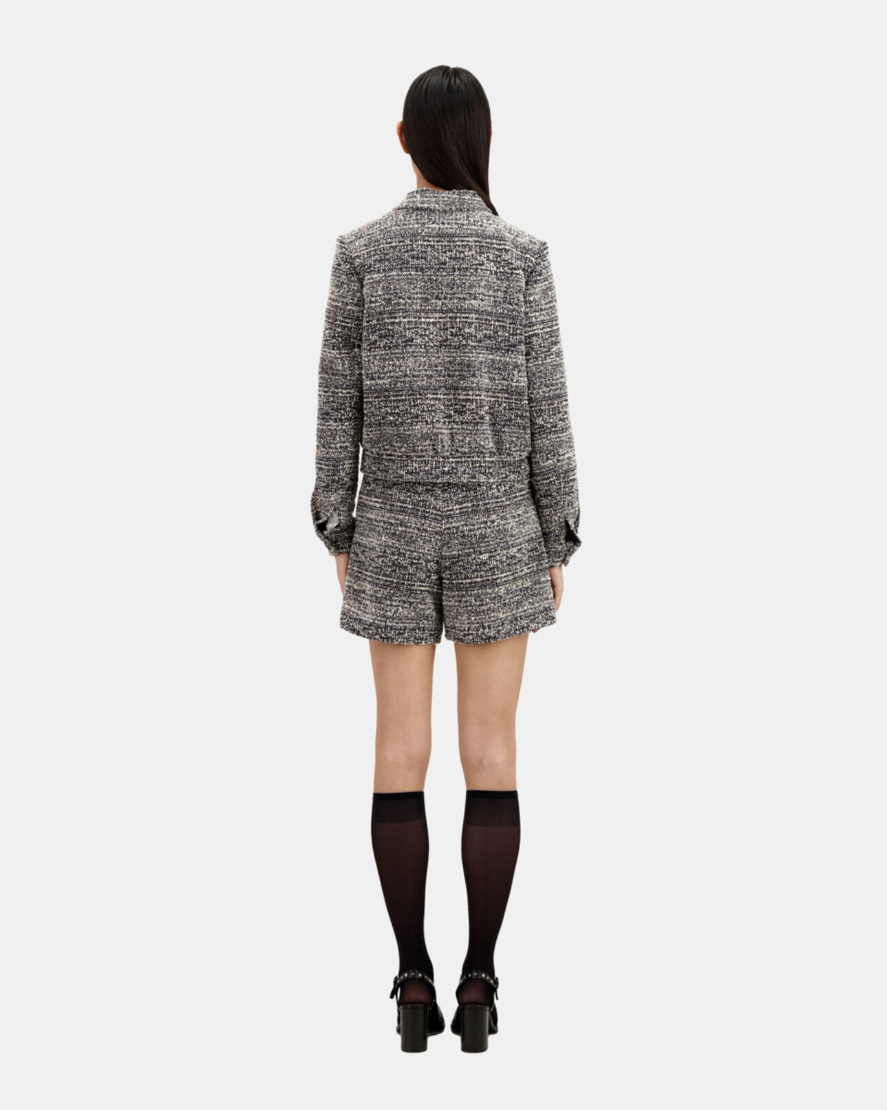 The Kooples FEMME BLACK WHITE veste en tweed noire et blanche