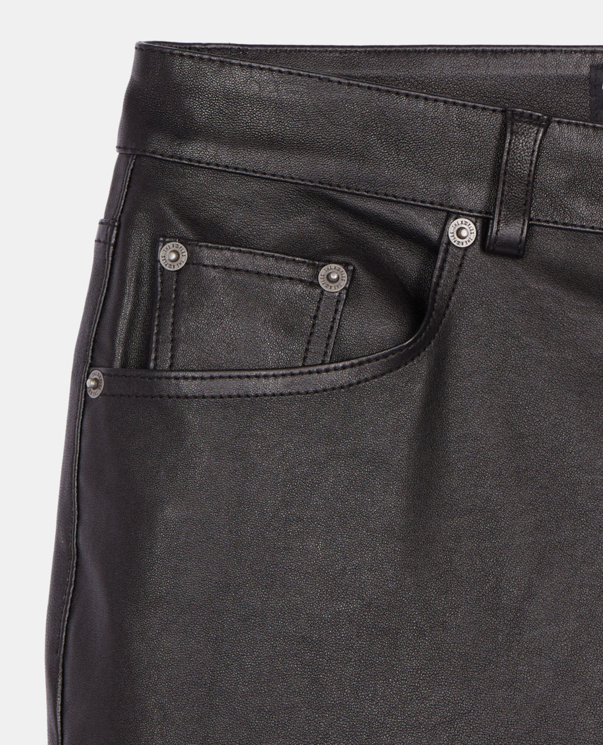 Ausgestellte, schwarze Hose aus Leder, BLACK, hi-res image number null