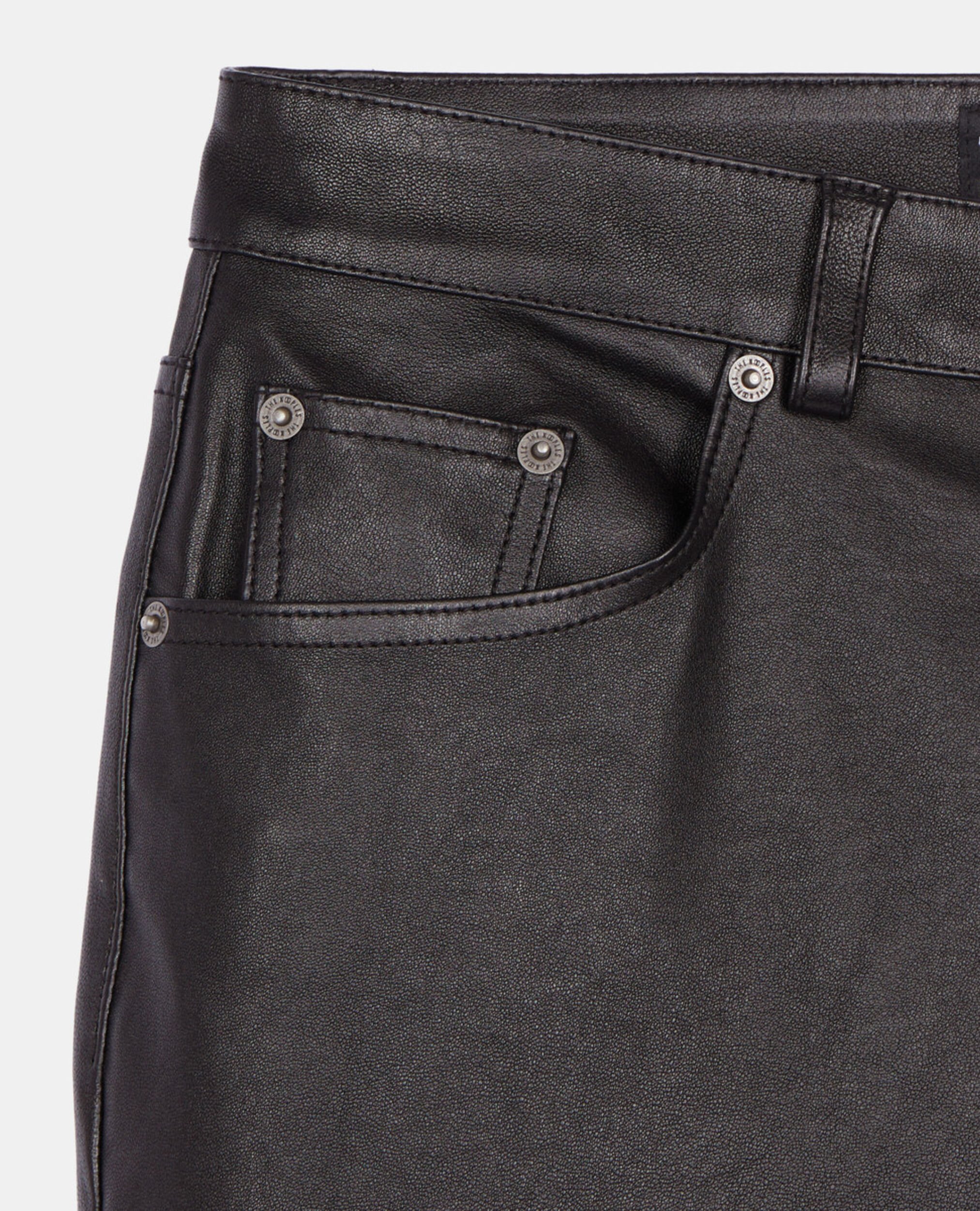 Ausgestellte, schwarze Hose aus Leder, BLACK, hi-res image number null