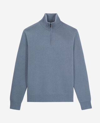 The Kooples H BLUE GREY blue sweater with debossed logo