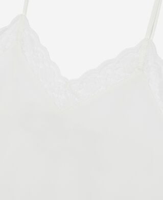 The Kooples FEMME ECRU caraco en soie et dentelle écru