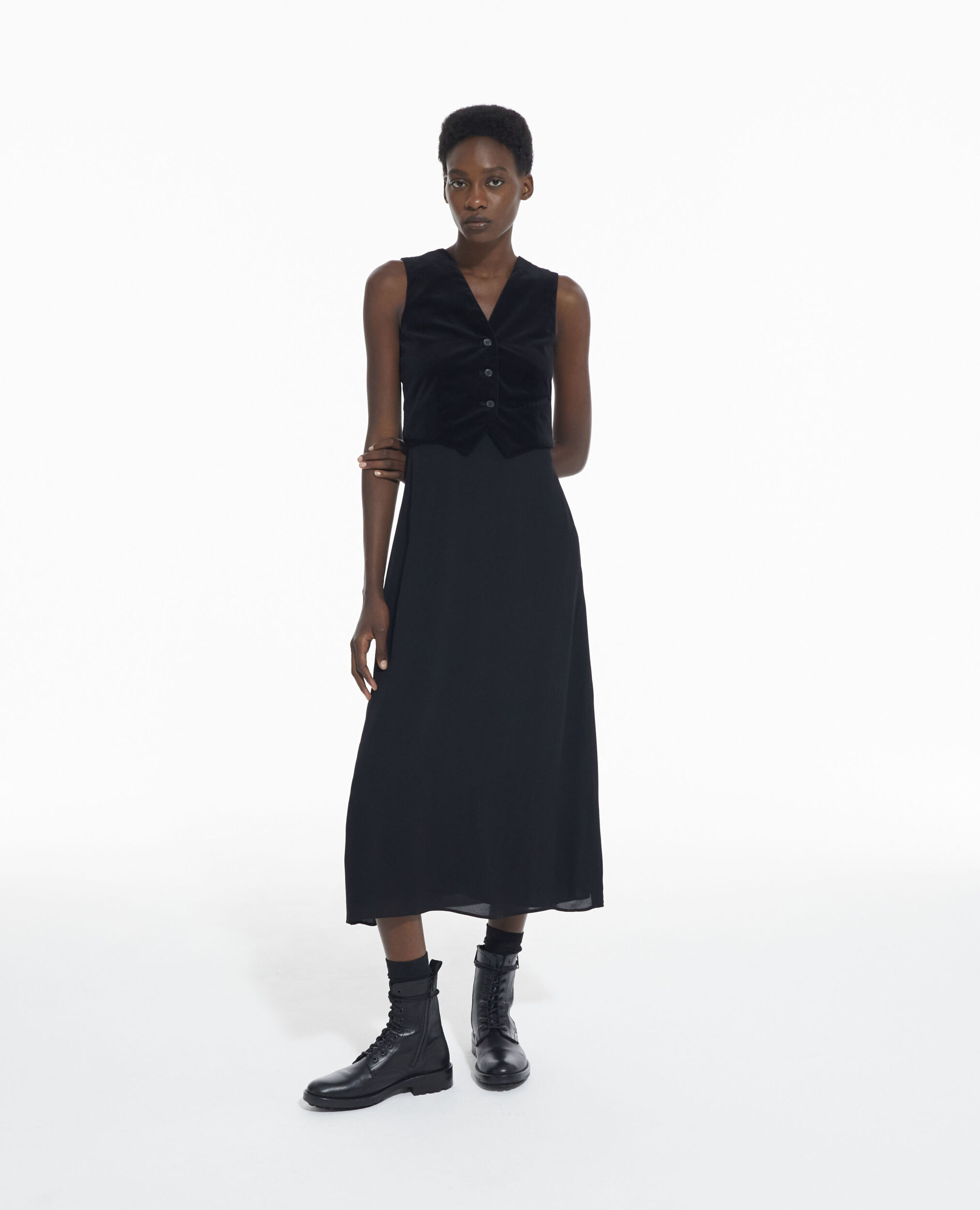 Long black dress, BLACK, hi-res image number null