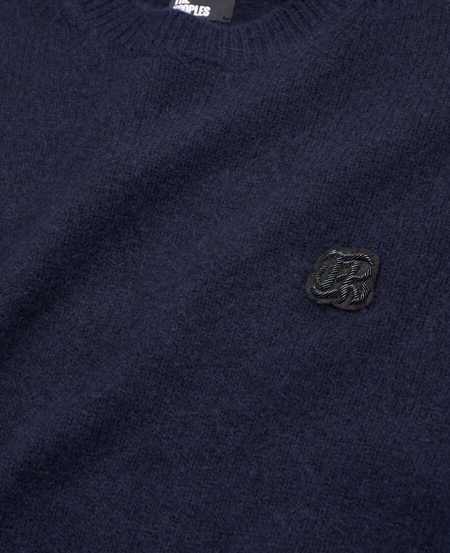 marineblauer pullover aus wolle und alpaga