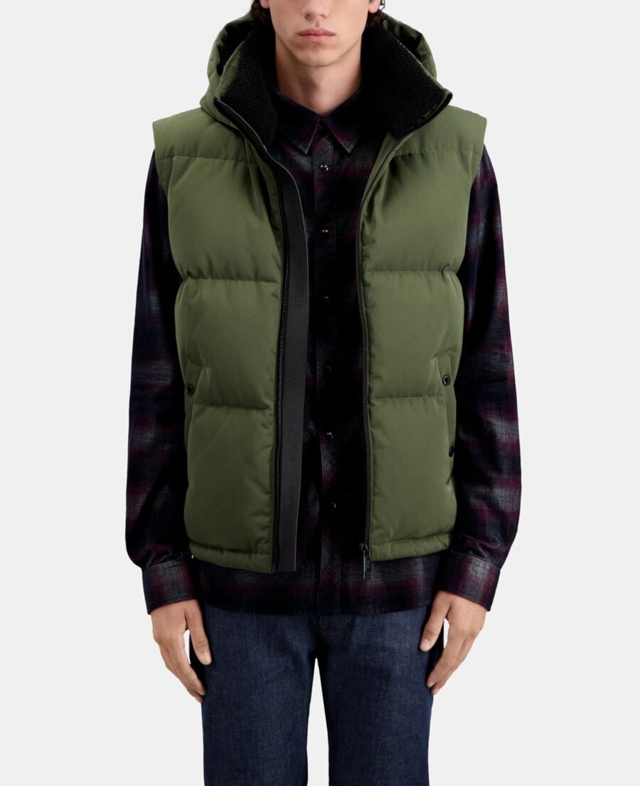The Kooples H KAKI sleeveless hooded khaki puffer jacket