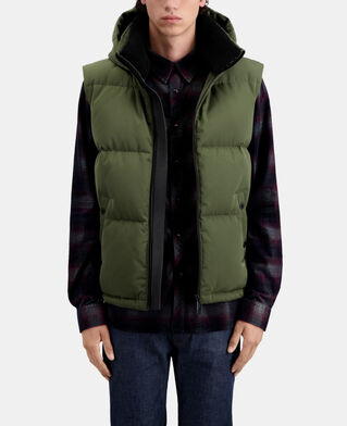 The Kooples H KAKI sleeveless hooded khaki puffer jacket