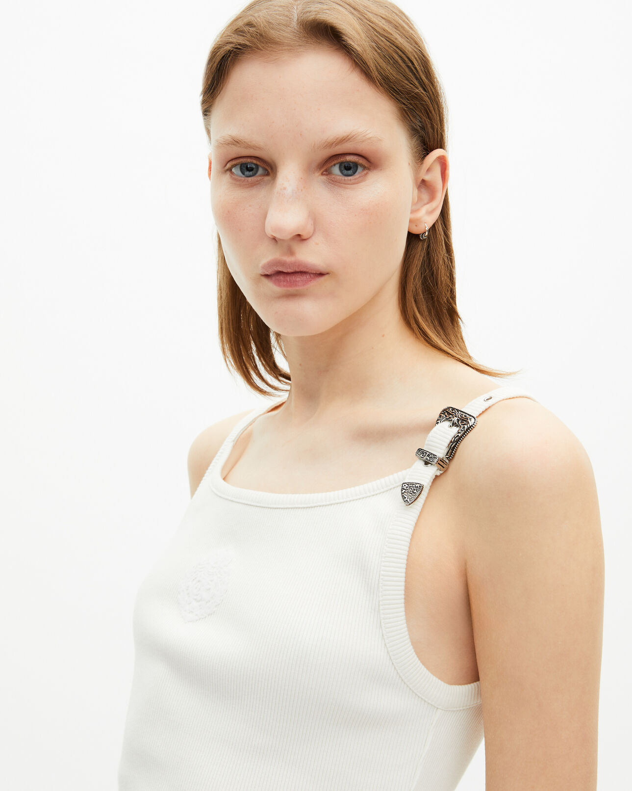 The Kooples FEMME ECRU débardeur côtelé écru