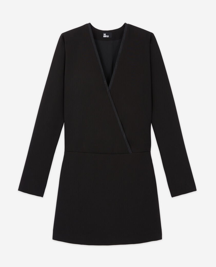 The Kooples FEMME BLACK robe courte croisée noire