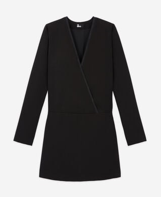 The Kooples FEMME BLACK robe courte croisée noire