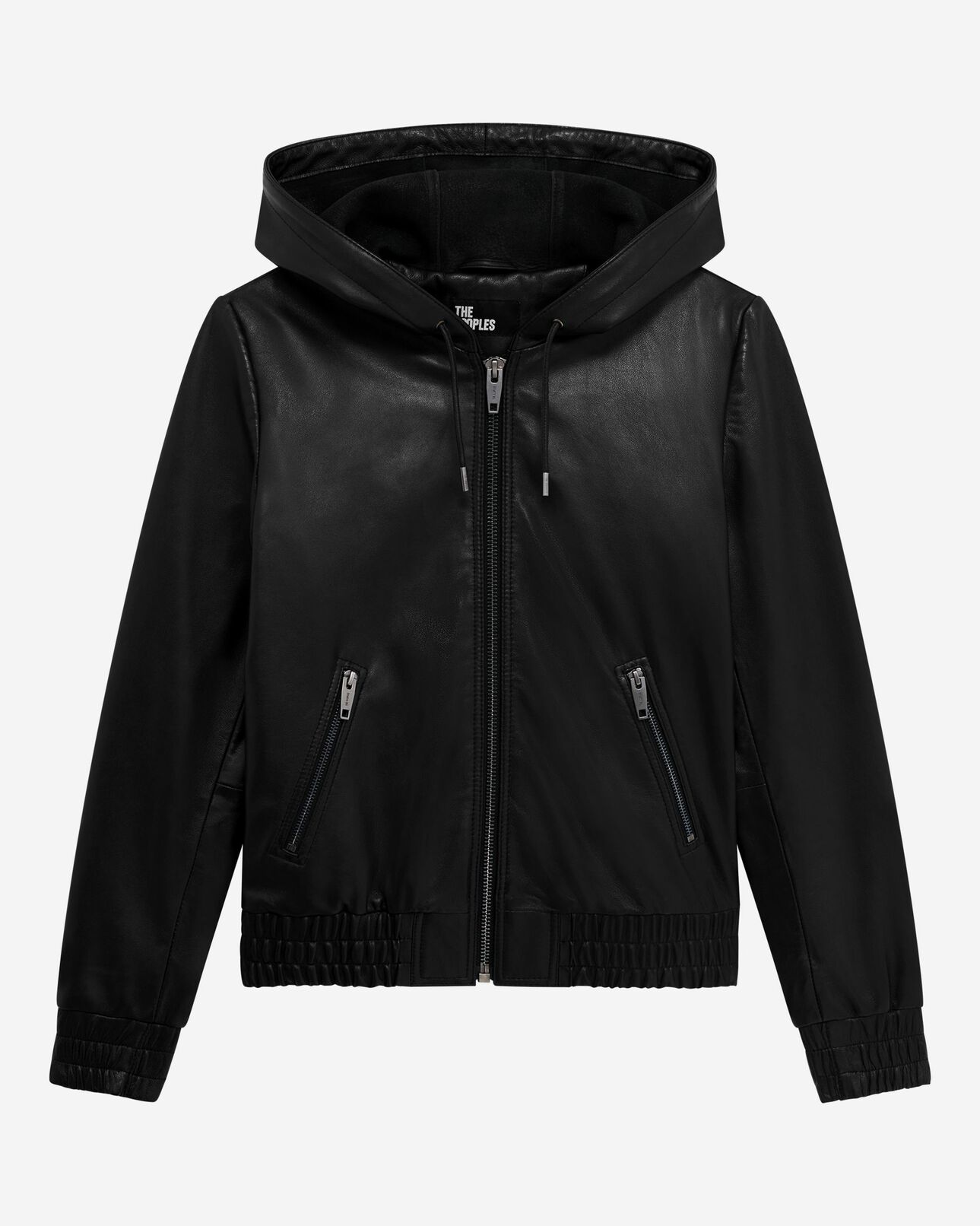 The Kooples FEMME BLACK blouson à capuche en cuir noir