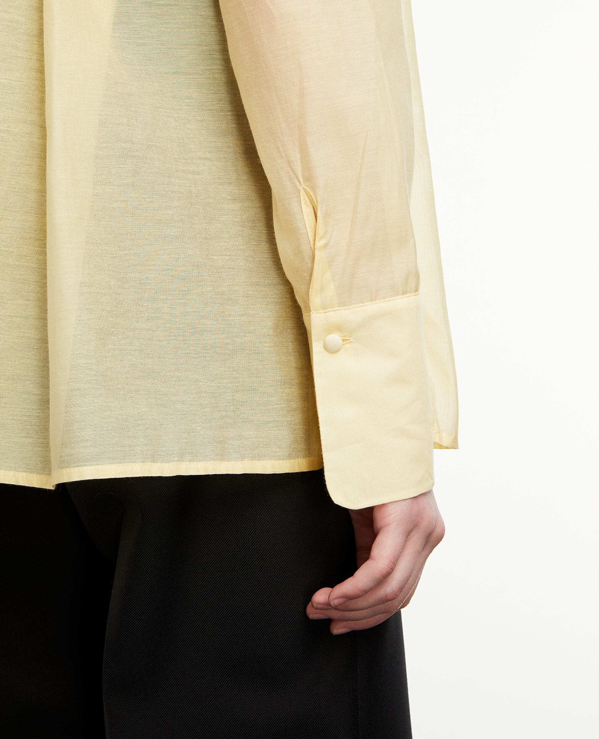 Simple light yellow shirt w/back pleat, LIGHT YELLOW, hi-res image number null