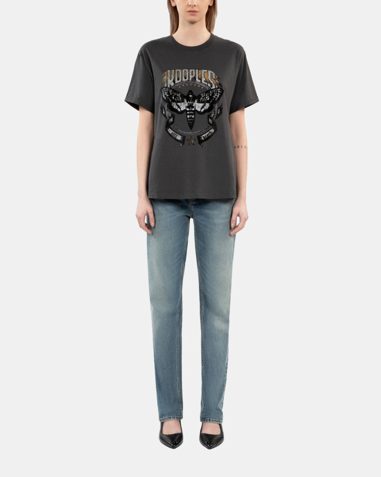 The Kooples FEMME CARBONE t-shirt avec sérigraphie gris