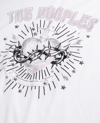 The Kooples FEMME WHITE t-shirt femme blanc avec s&eacute;rigraphie dagger through heart