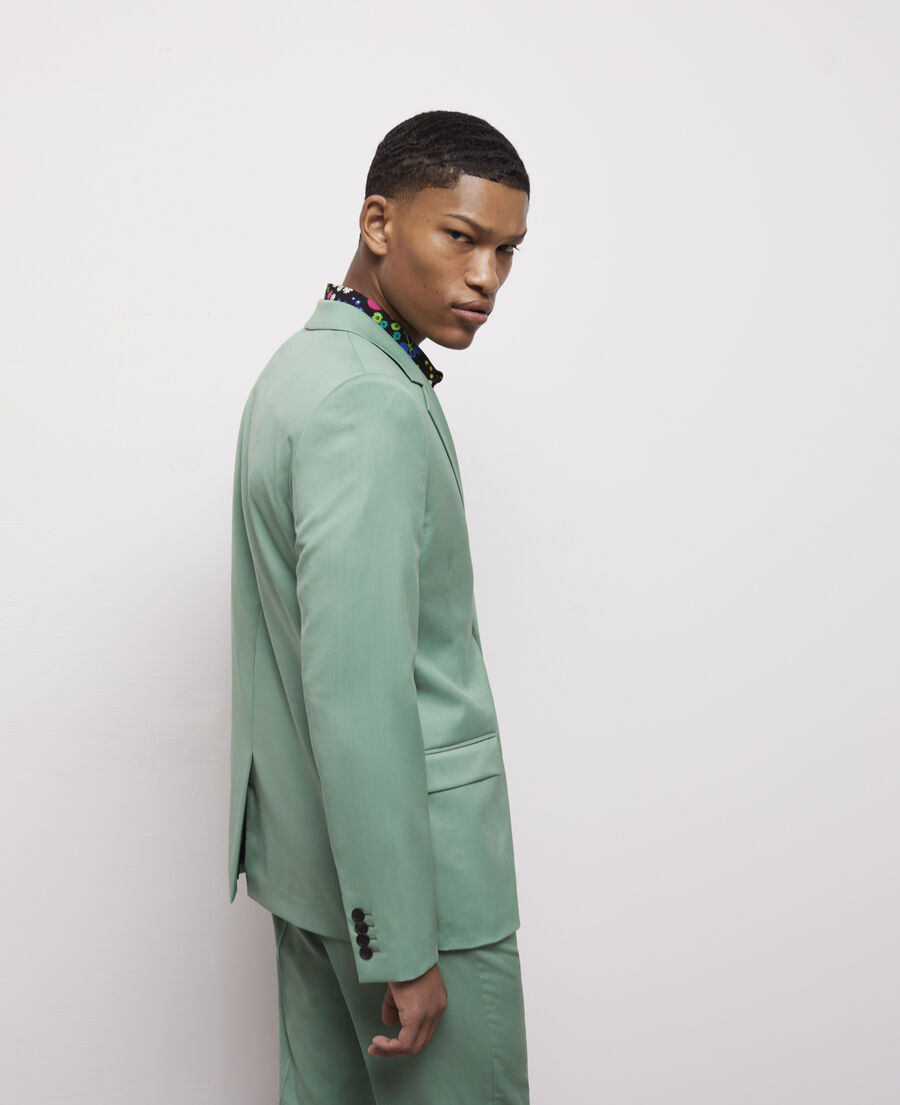 green wool suit jacket