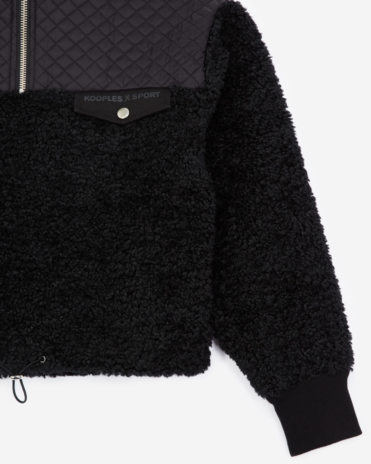 The Kooples FEMME BLACK sweat noir façon mouton poche poitrine