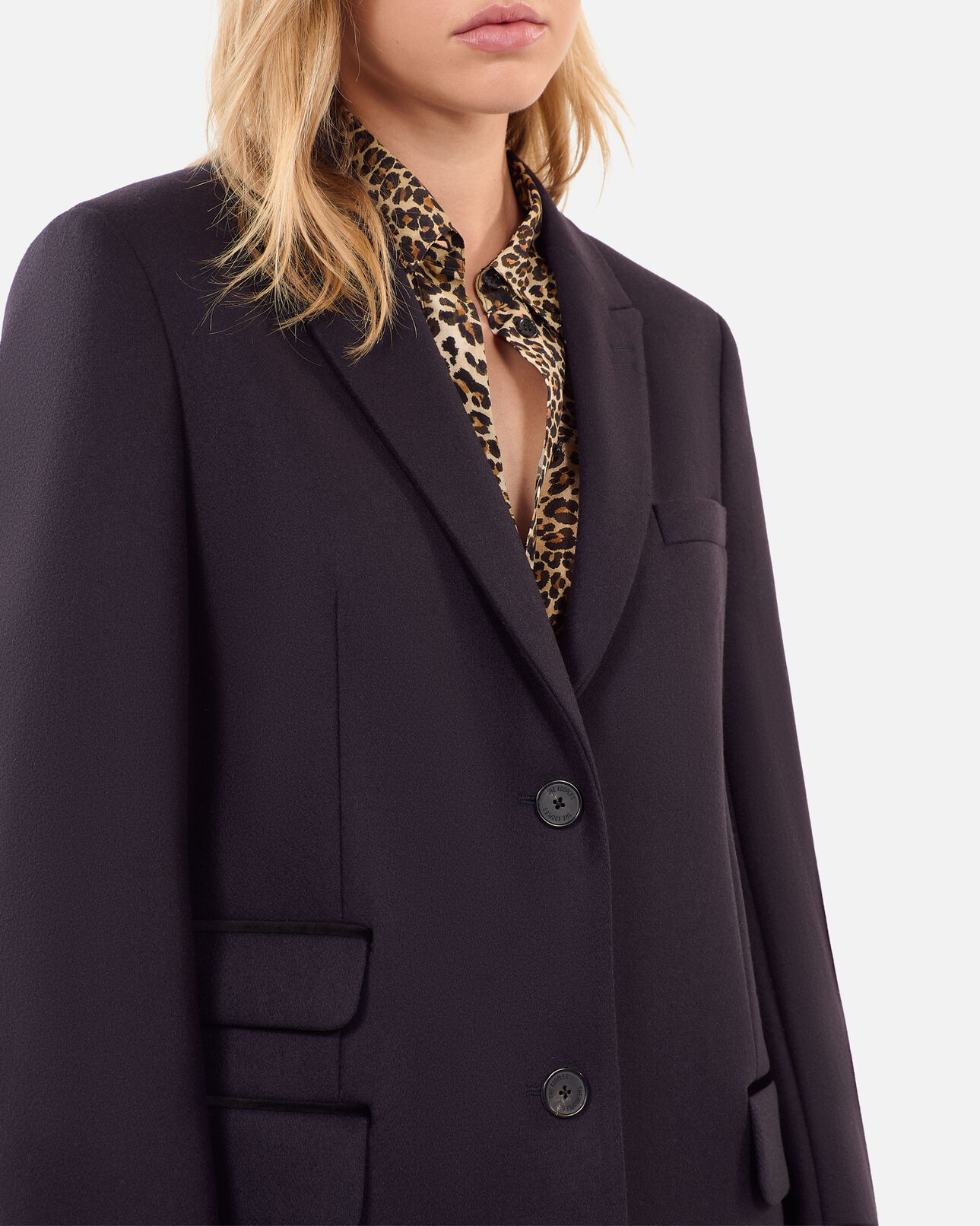The Kooples FEMME NAVY manteau long en laine mélangée bleu marine