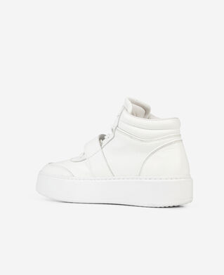 The Kooples F WHITE white leather high top sneakers