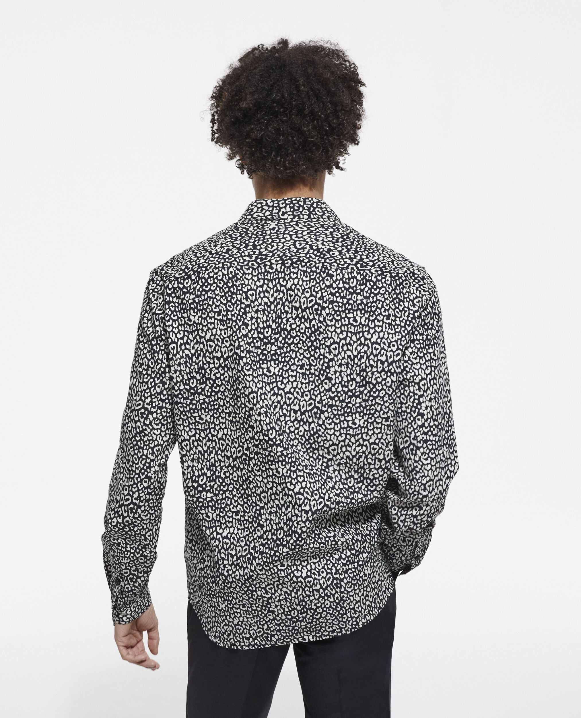 Mens black leopard print shirt clearance