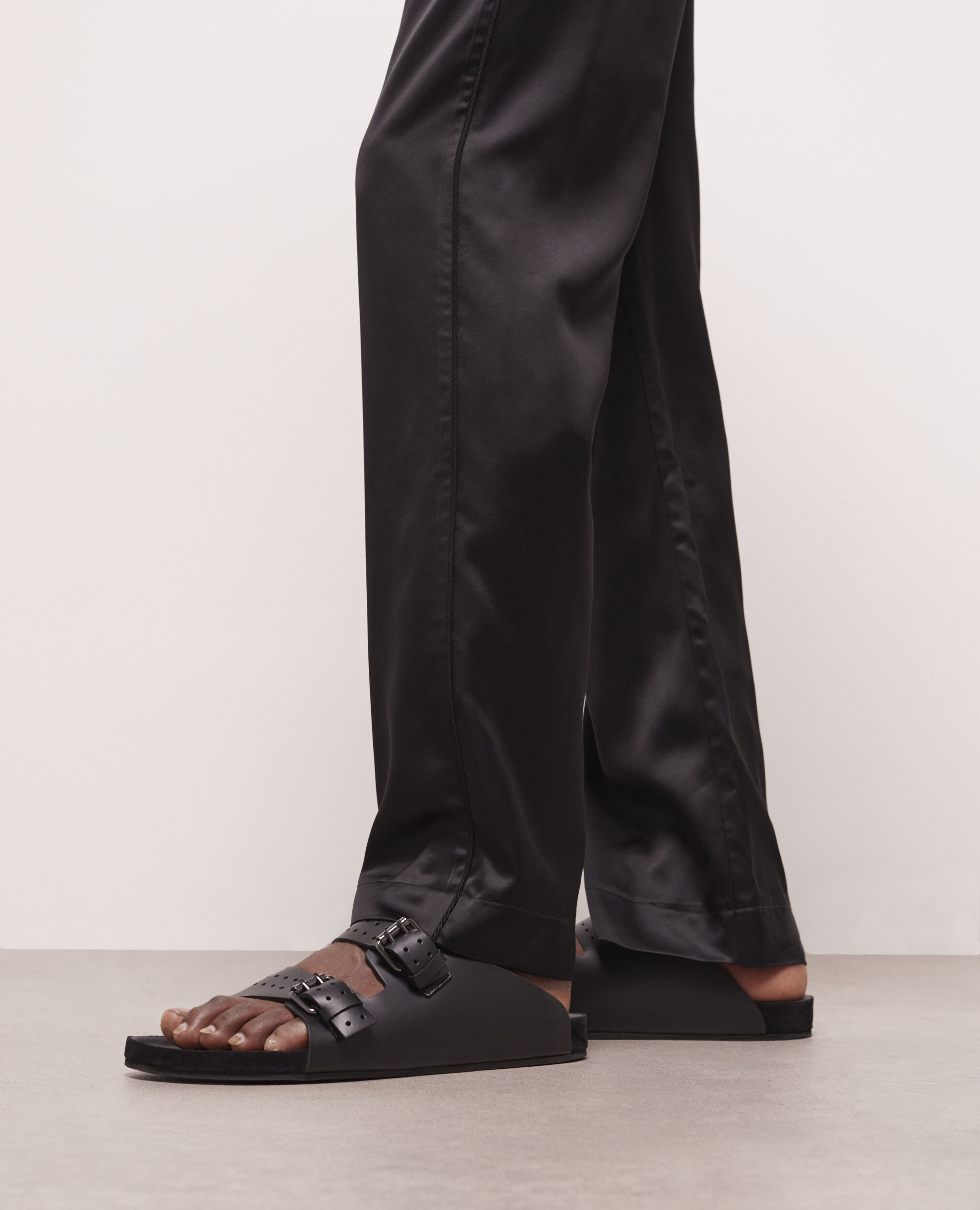 Black leather sandals, BLACK, hi-res image number null