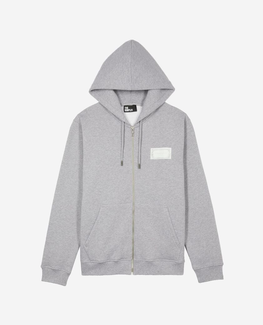 The Kooples HOMME GREY MELANGE sweatshirt zipp&eacute; avec s&eacute;rigraphie noir