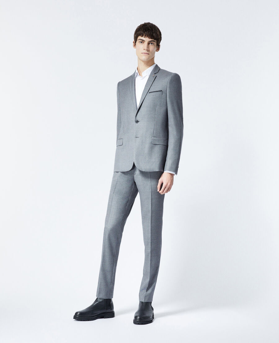 grey wool jacket with houndstooth motif