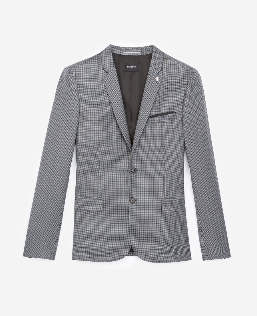 grey wool jacket with houndstooth motif