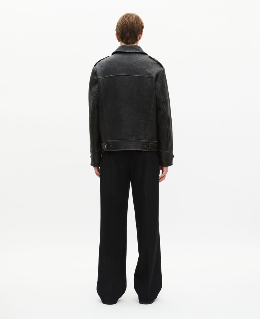 The Kooples MEN BLACK black leather jacket