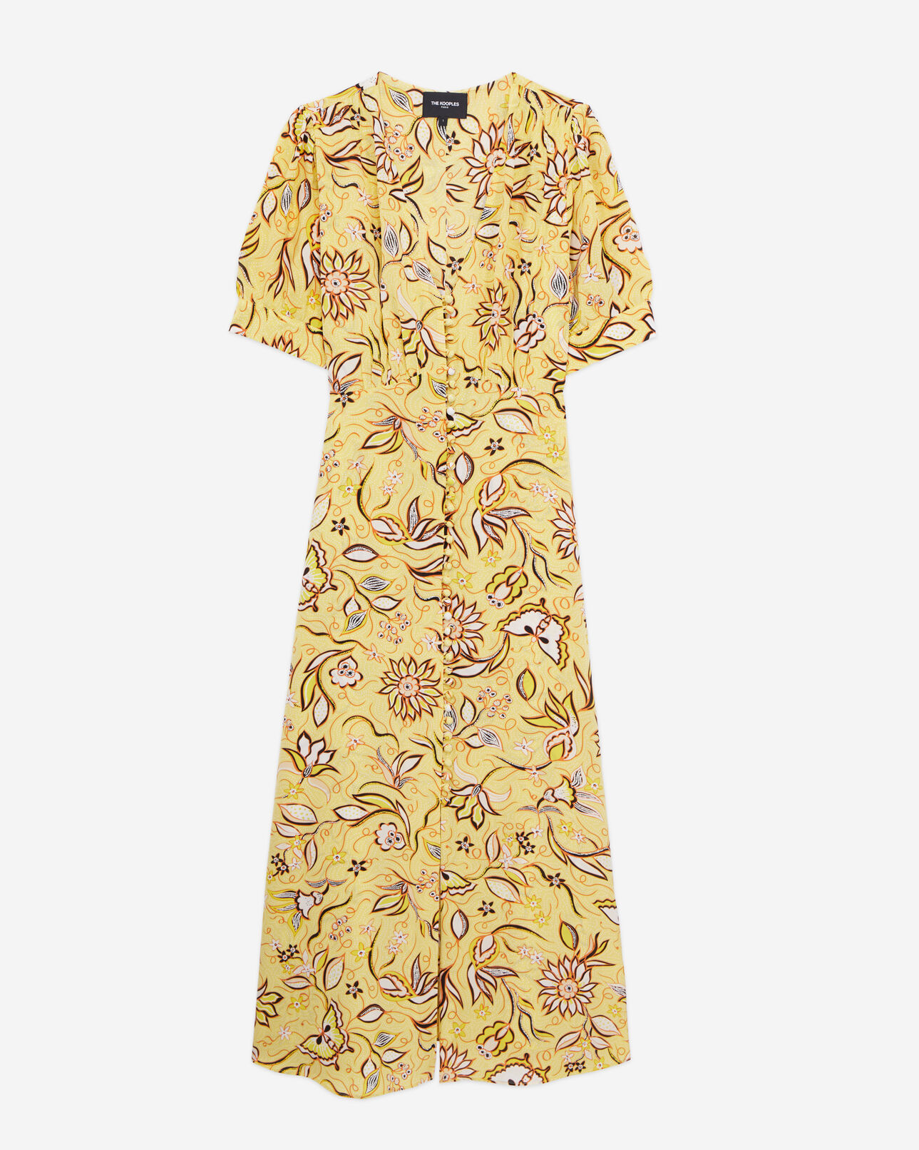The Kooples WOMEN YELLOW printed long dress with button fastening