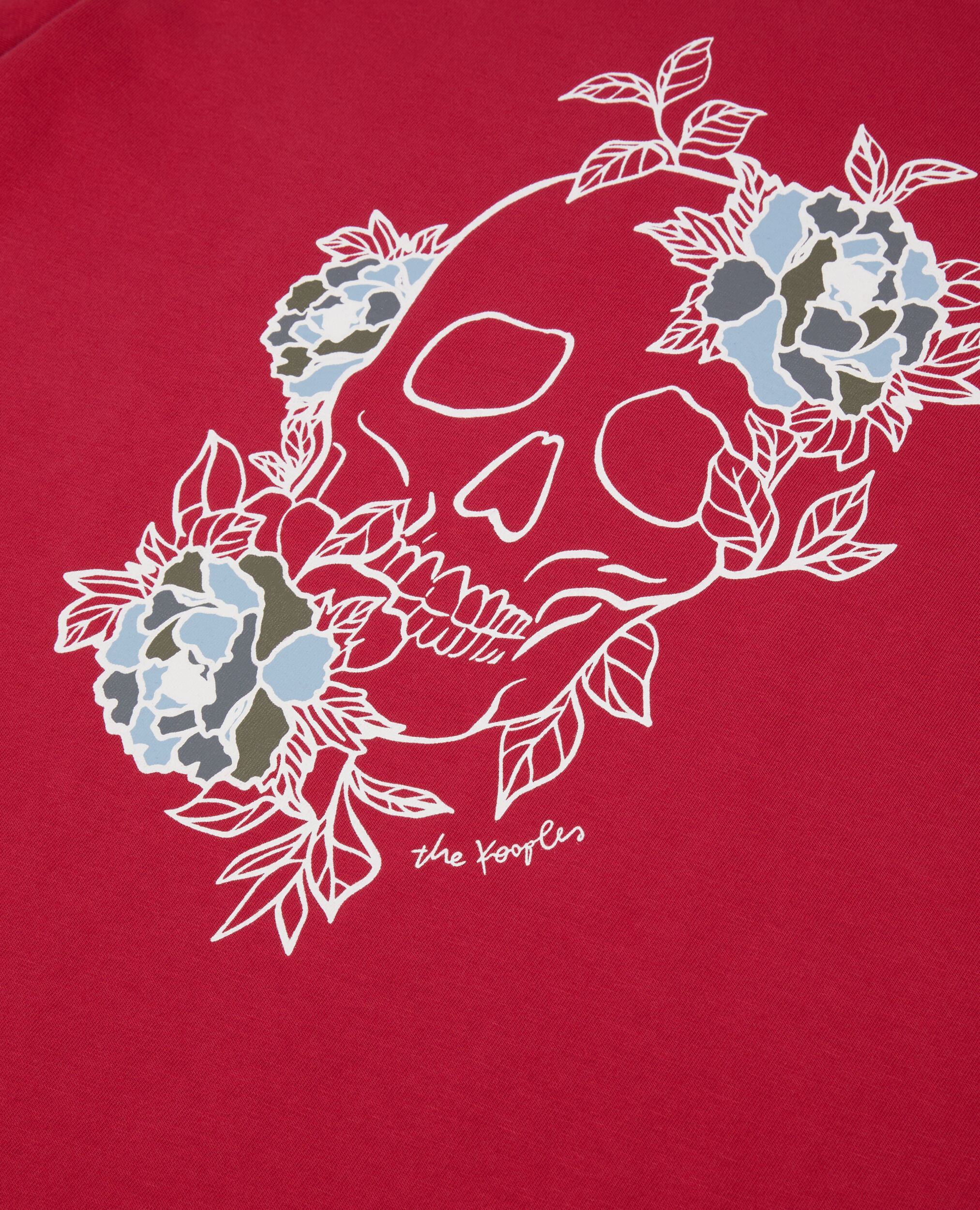 Men's red t-shirt with Flower skull serigraphy, CHERRY, hi-res image number null