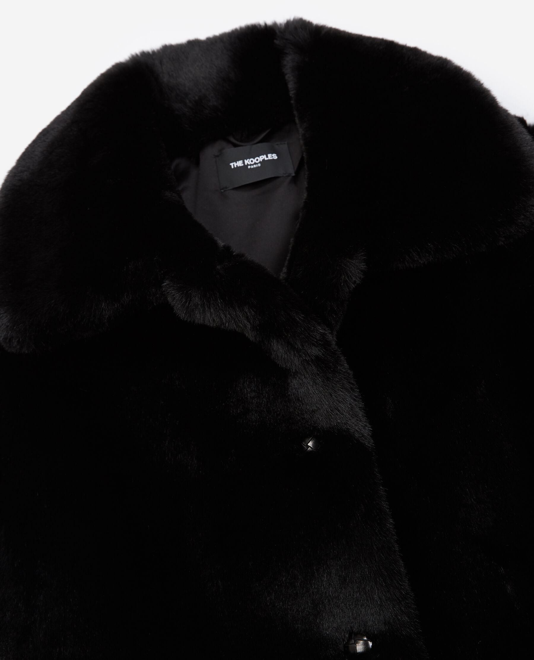 Short black faux fur coat