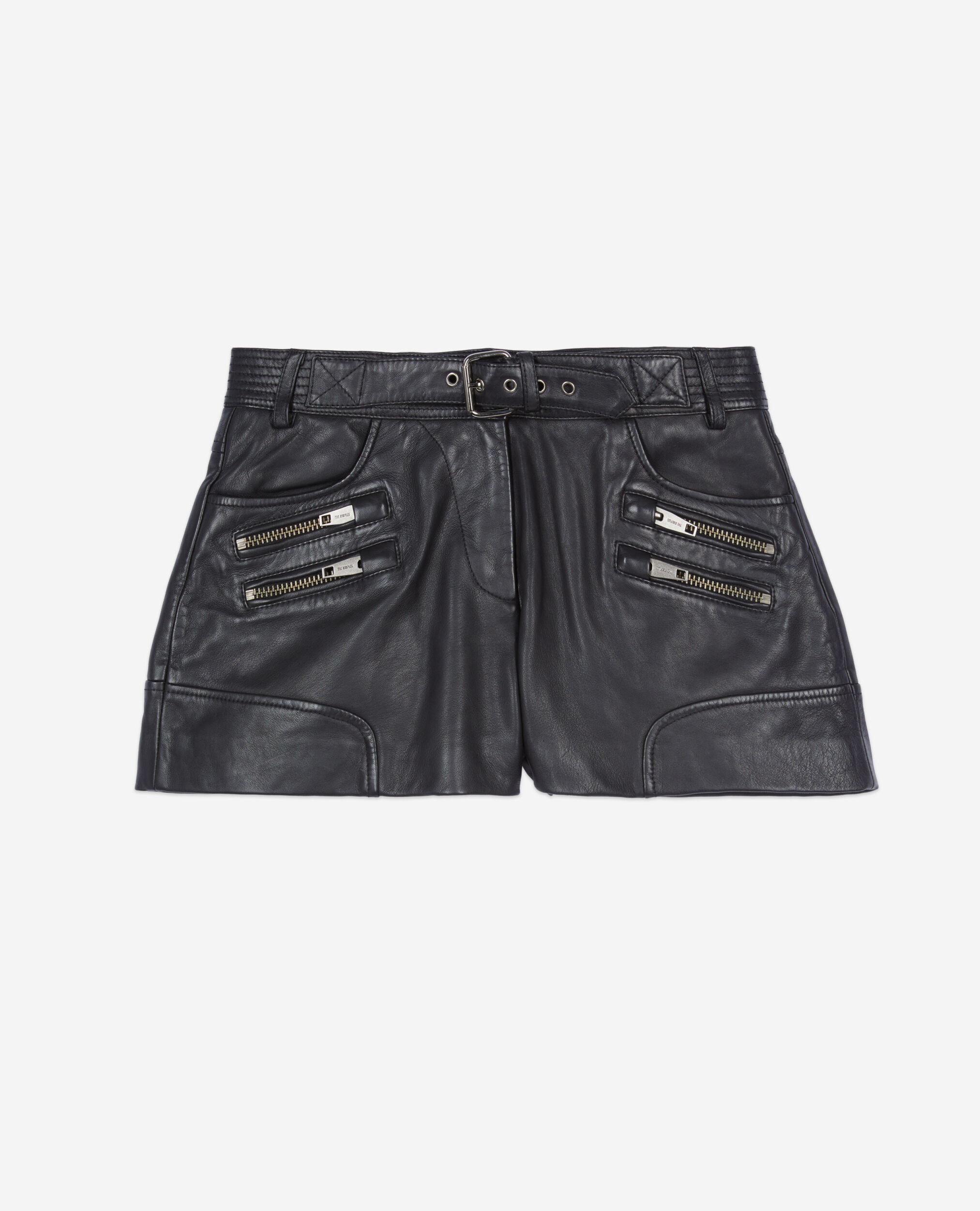 Black leather shorts