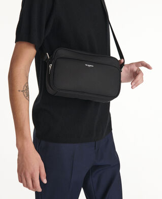 The Kooples MEN BLACK black nylon messenger bag