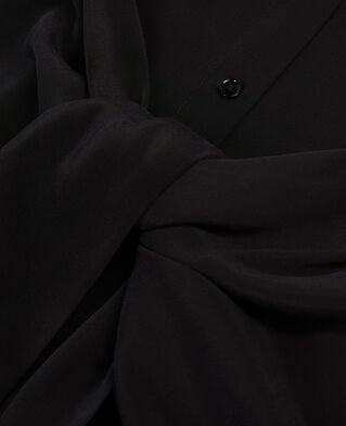 The Kooples FEMME BLACK robe chemise courte en soie avec nœud noire