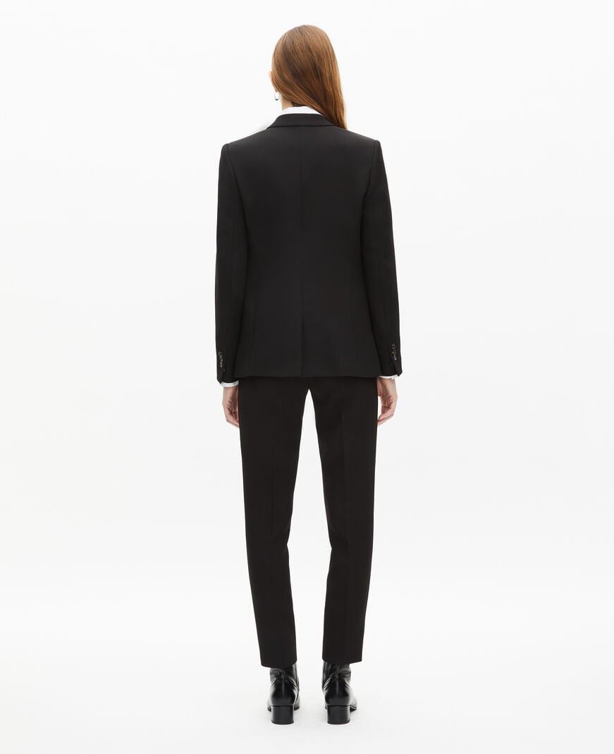 The Kooples FEMME BLACK veste de costume en crêpe noire coupe structurée
