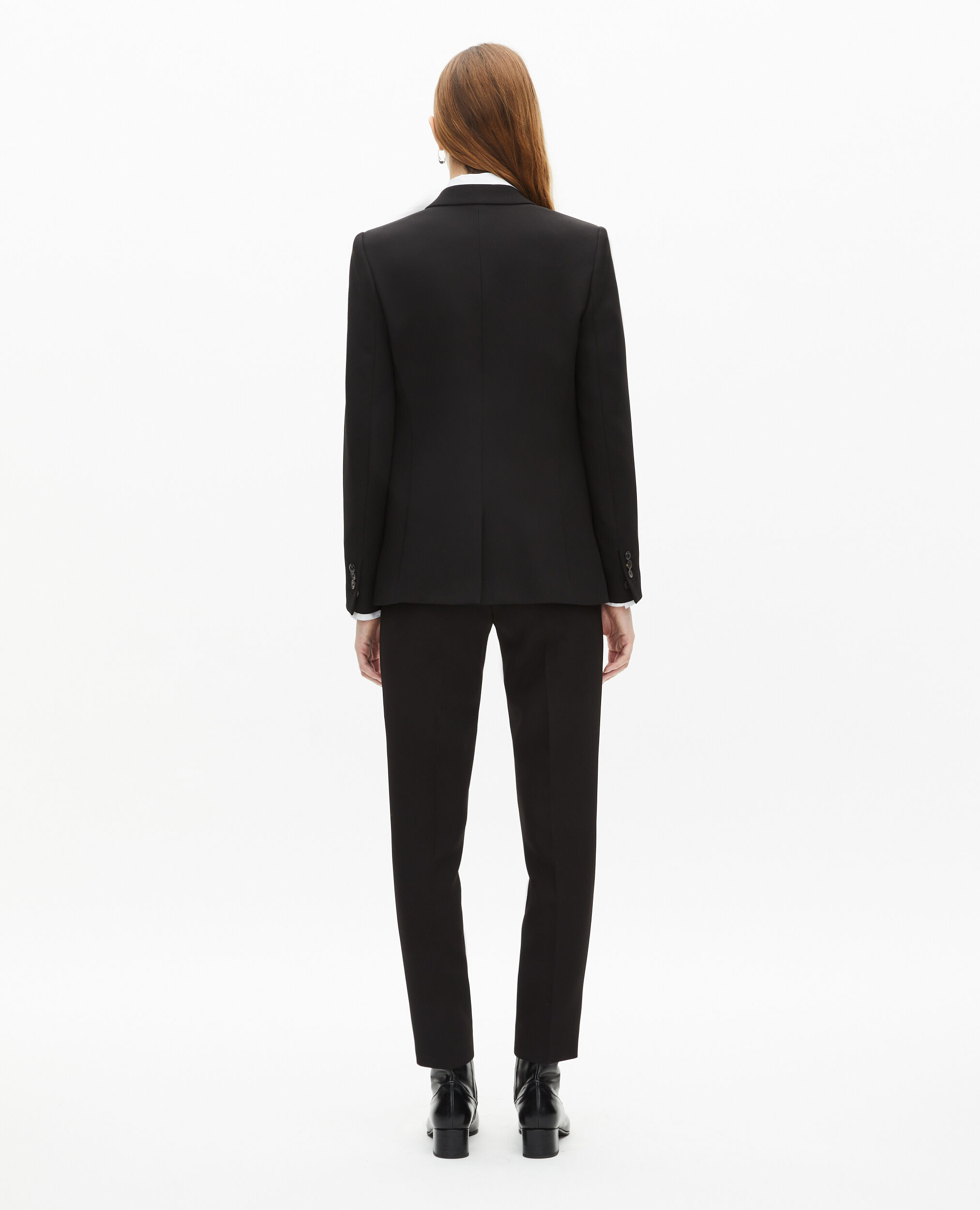 Veste de costume en crêpe noire coupe structurée, BLACK, hi-res image number null