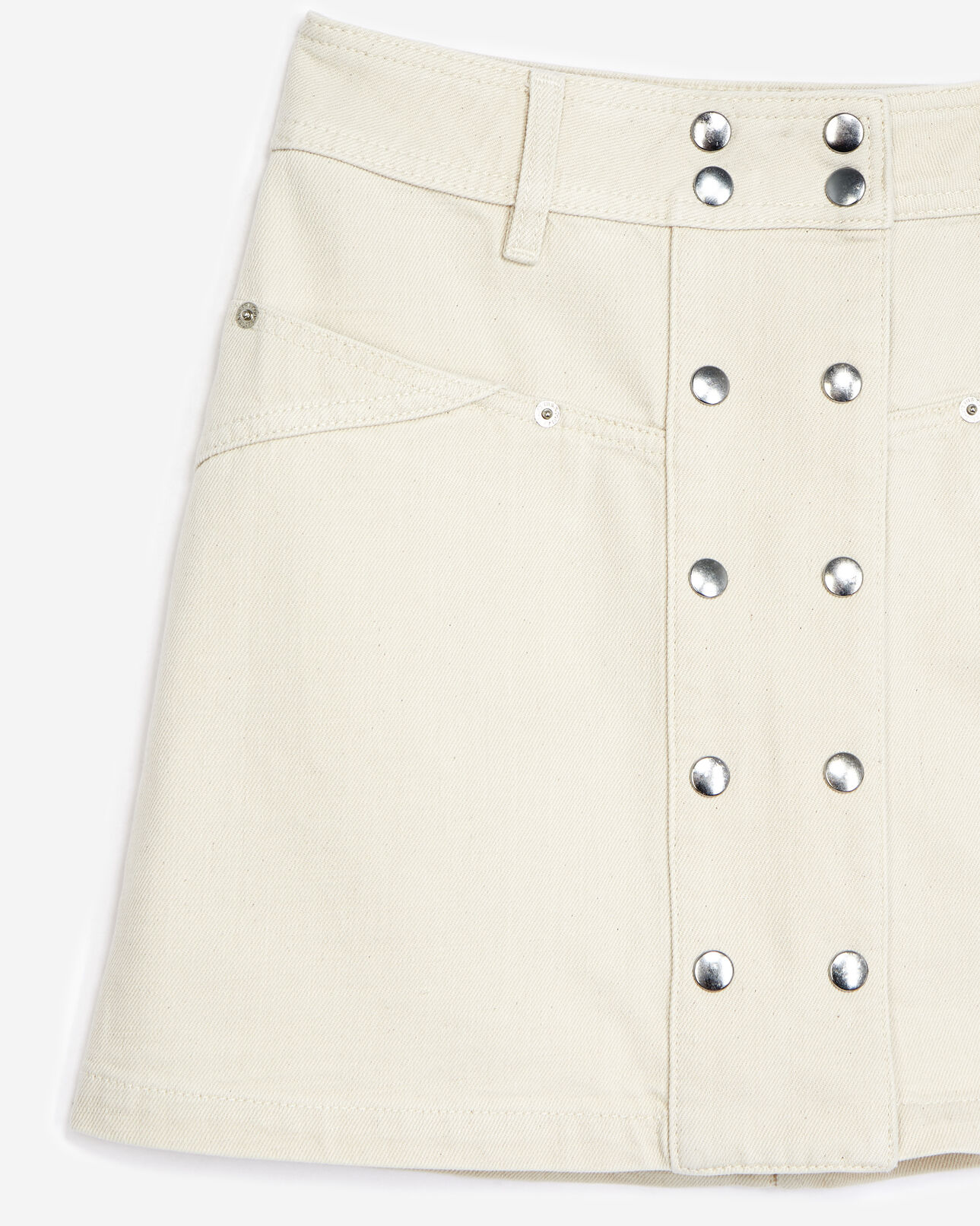 The Kooples FEMME NATURAL jupe courte jean écrue double boutonnage