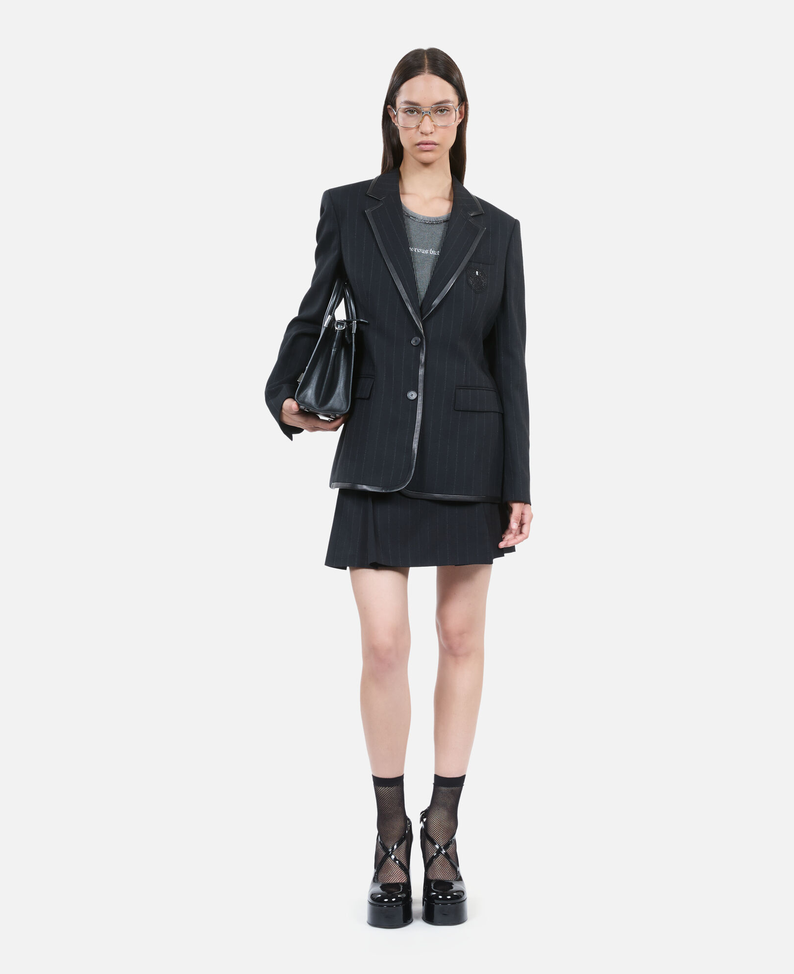 The Kooples DAMEN BLACK schwarze jacke mit tennisstreifen aus wolle
