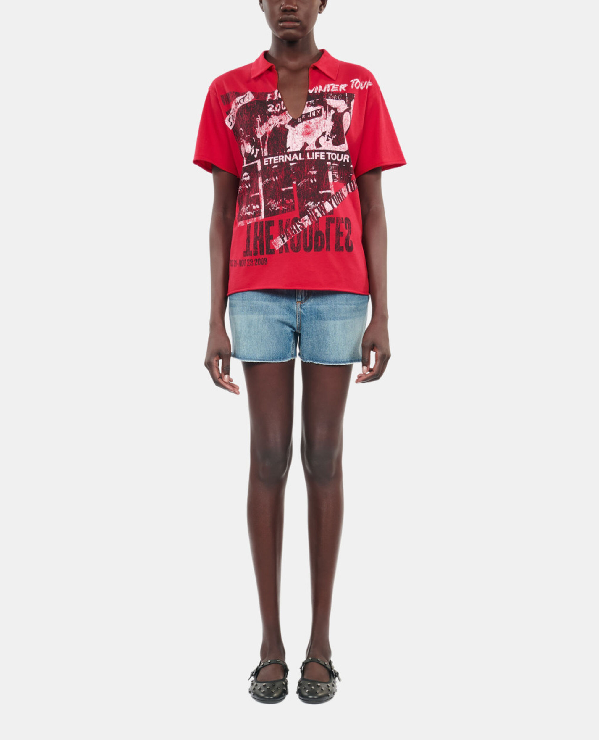 T-shirt avec sérigraphie rouge, RUBIS, hi-res image number null