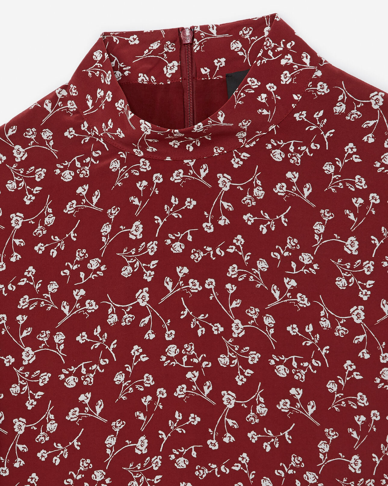 The Kooples FEMME BURGUNDY robe bordeaux col montant manche 3/4