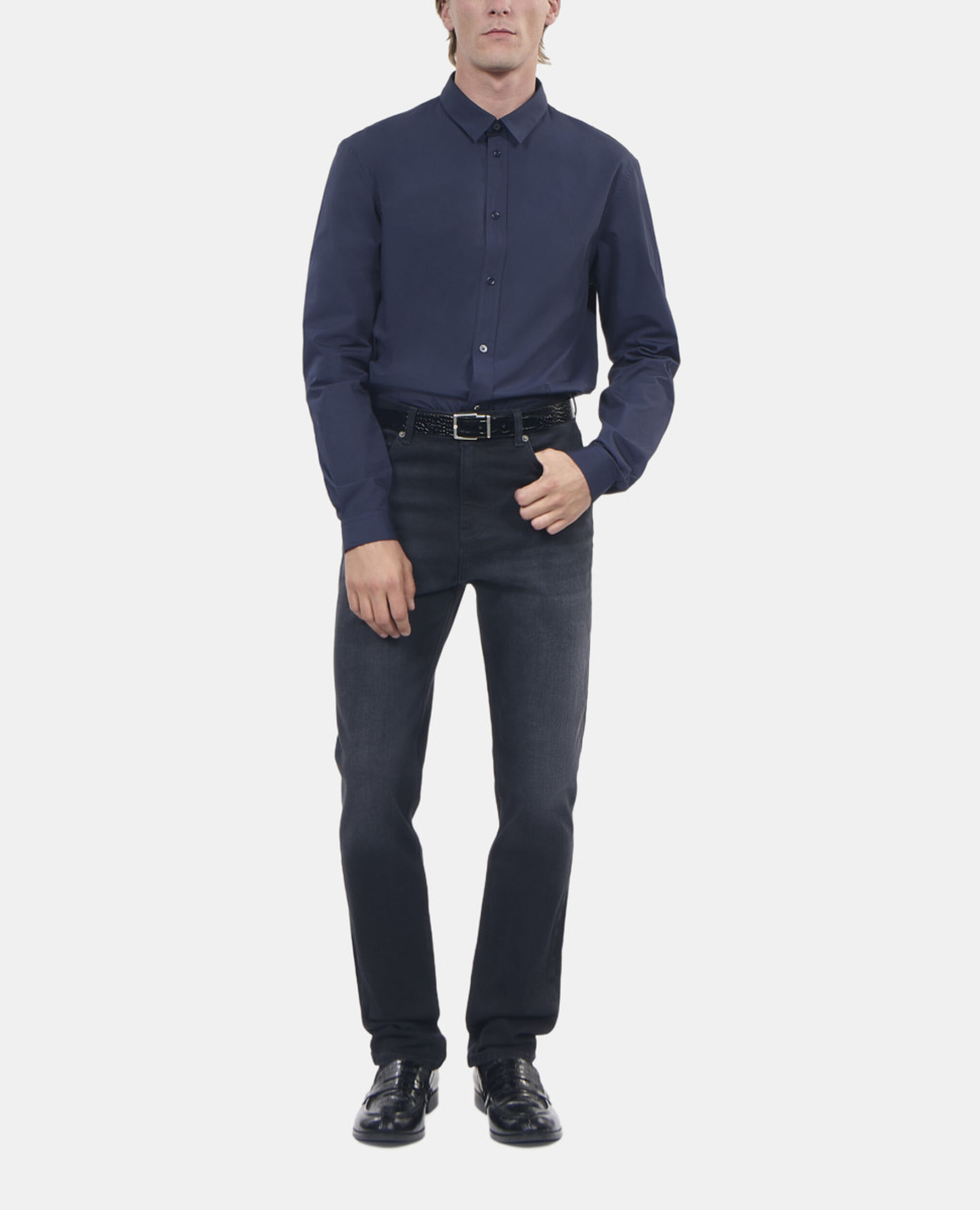 Navy blue poplin shirt, NAVY, hi-res image number null