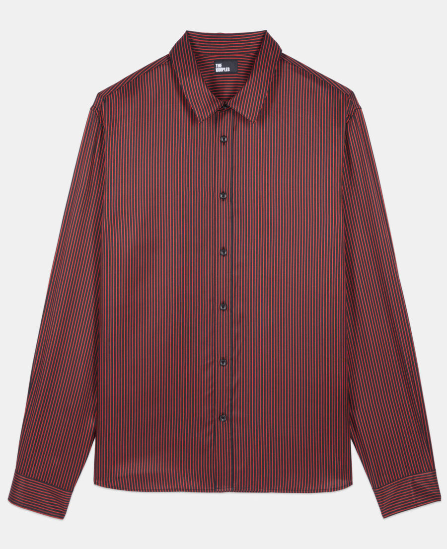 The Kooples HOMME BLACK - RED chemise &agrave; rayures noires et rouges