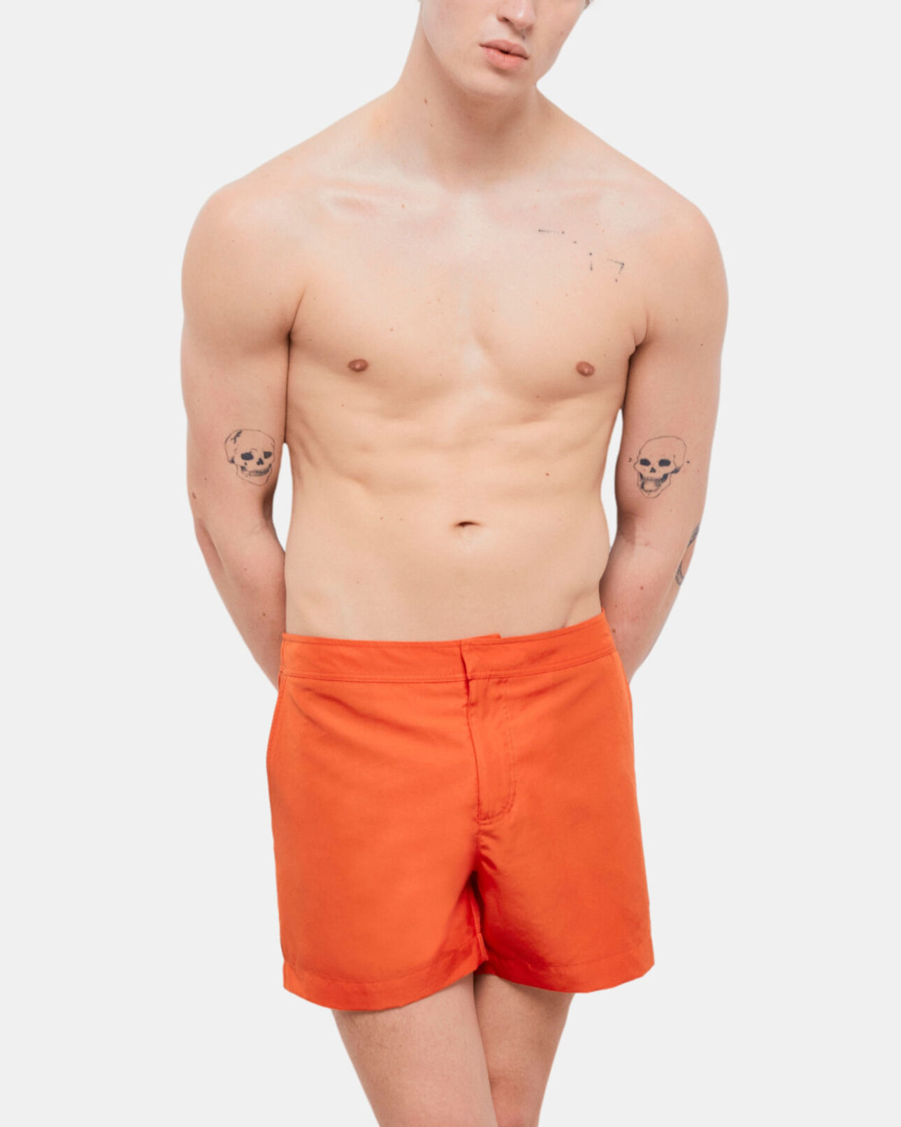 The Kooples H PUMPKIN orange swim shorts with logo