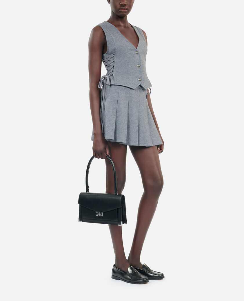 The Kooples FEMME GREY MELANGE gilet en laine avec la&ccedil;age gris