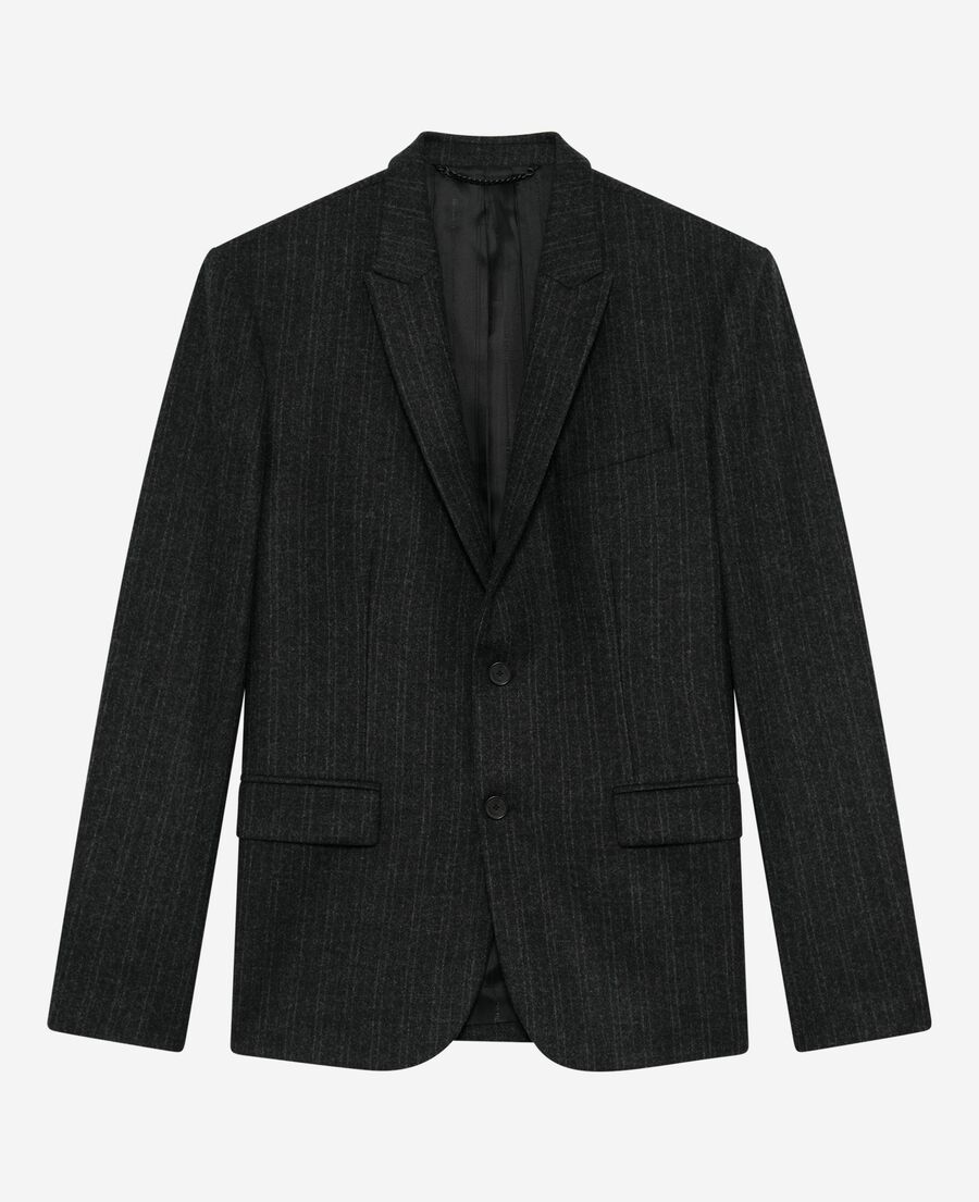 The Kooples H PEARL GREY dark grey pinstripe straight suit jacket