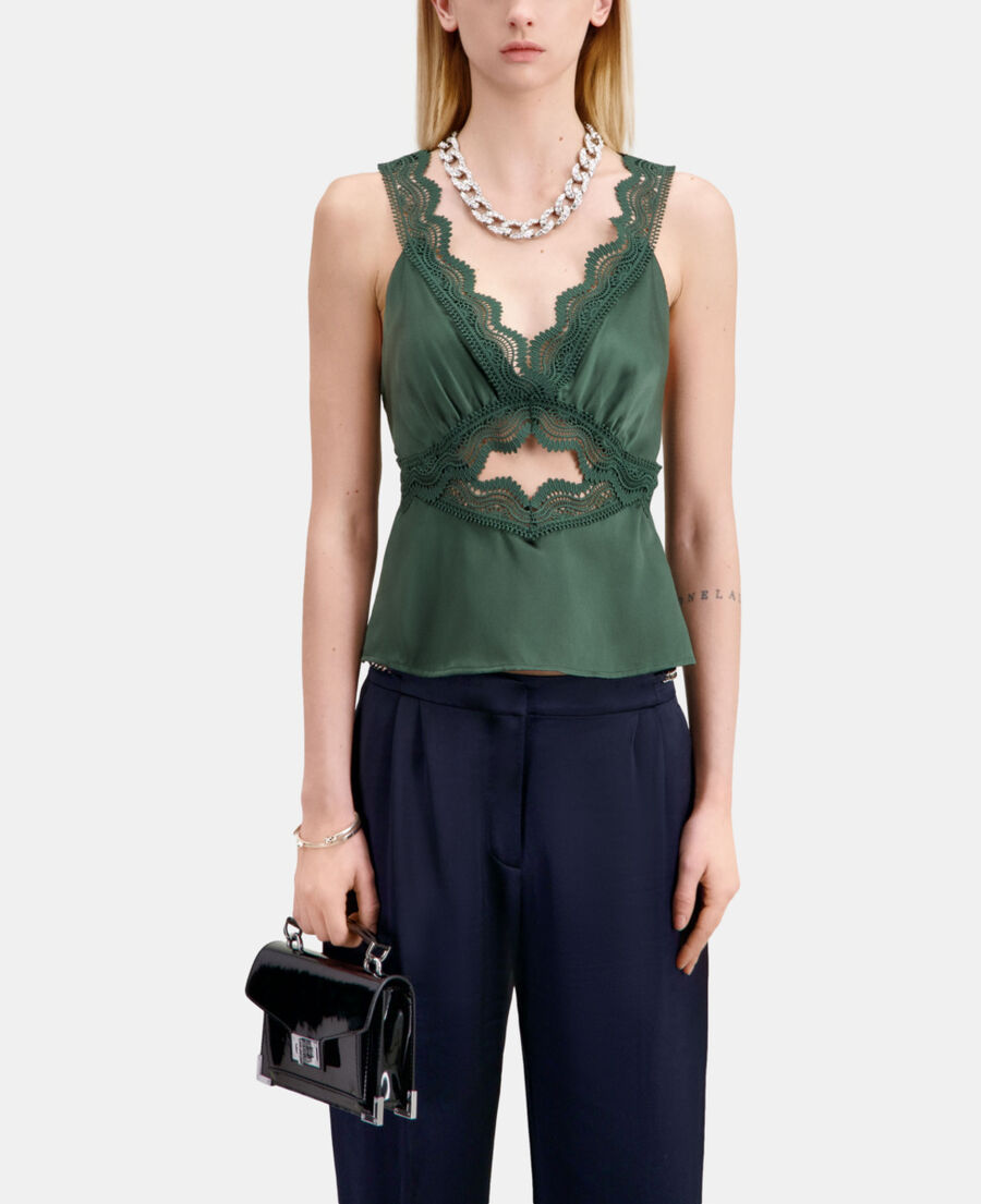 The Kooples WOMEN NAVY navy blue trousers with chains