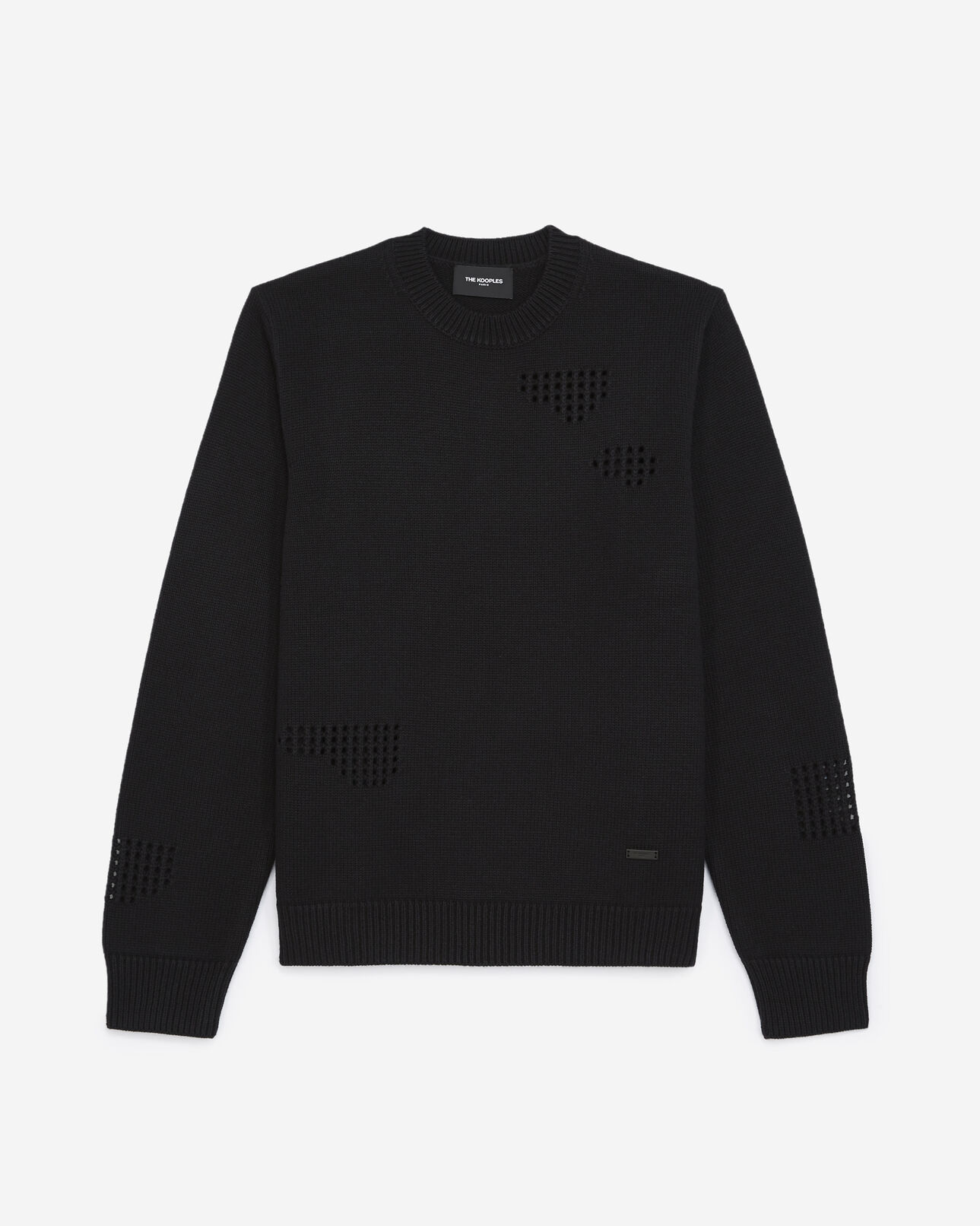 The Kooples MEN BLACK black sweater in wool blend with detail