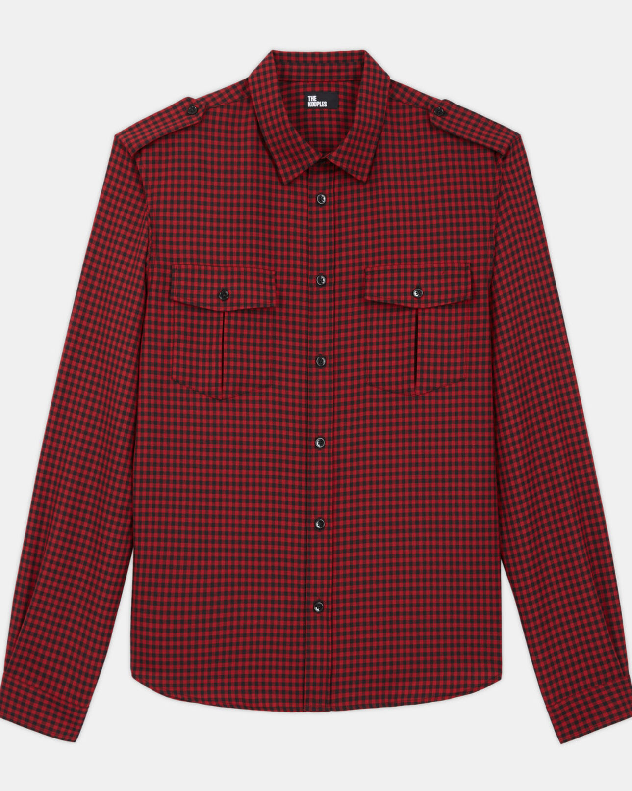 The Kooples HOMME RED / BLACK chemise col classique en laine à carreaux
